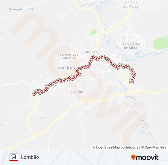 Mapa da linha 08 BARRO PRETO/LOMBÃO de ônibus