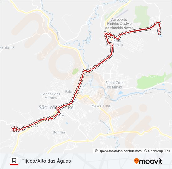 Mapa da linha 04 TIJUCO/ALTO DAS ÁGUAS de ônibus