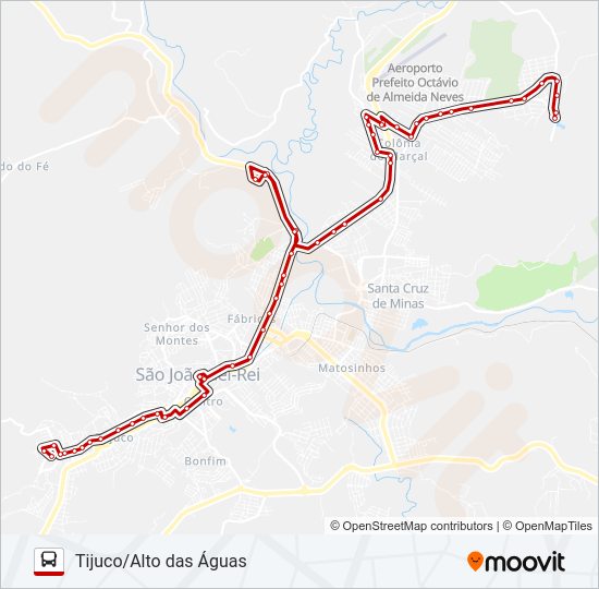Mapa da linha 04 TIJUCO/ALTO DAS ÁGUAS de ônibus