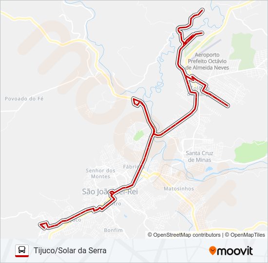 Mapa da linha 05 TIJUCO/SOLAR DA SERRA de ônibus