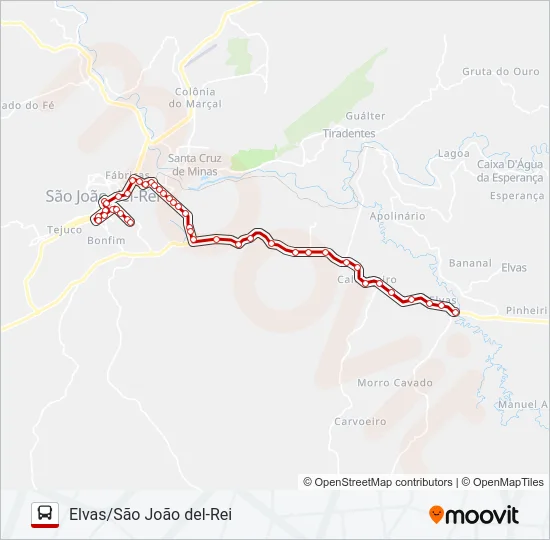 10 ELVAS/SÃO JOÃO DEL-REI Bus Line Map