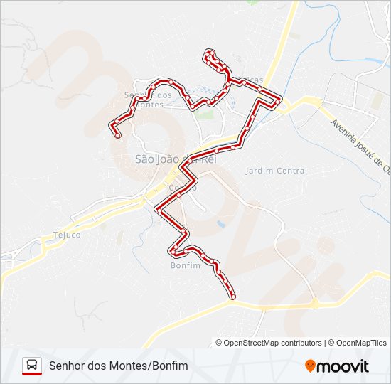 Mapa da linha 11 SENHOR DOS MONTES/BONFIM de ônibus