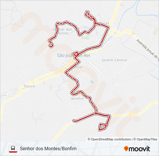 Mapa da linha 11 SENHOR DOS MONTES/BONFIM de ônibus