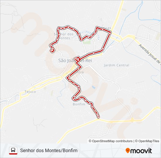 Mapa da linha 11 SENHOR DOS MONTES/BONFIM de ônibus