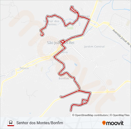 Mapa da linha 11 SENHOR DOS MONTES/BONFIM de ônibus