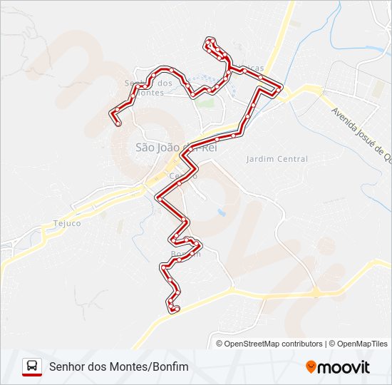 Mapa da linha 11 SENHOR DOS MONTES/BONFIM de ônibus
