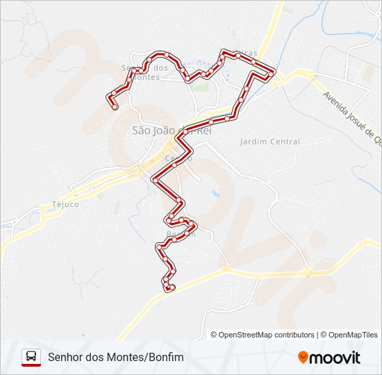 Mapa da linha 11 SENHOR DOS MONTES/BONFIM de ônibus