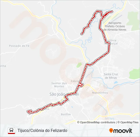 24 TIJUCO/COLÔNIA DO FELIZARDO Bus Line Map
