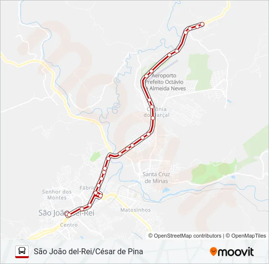 3704 SÃO JOÃO DEL-REI/CÉSAR DE PINA Bus Line Map