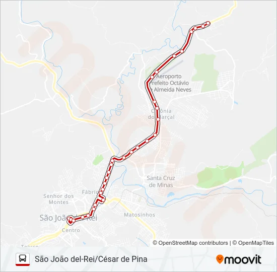3704 SÃO JOÃO DEL-REI/CÉSAR DE PINA Bus Line Map