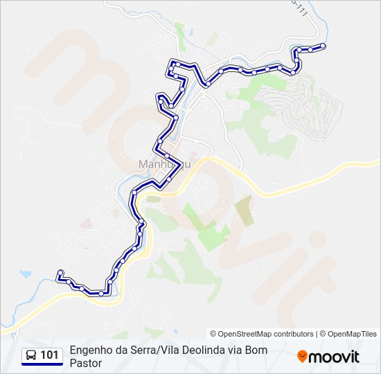 Mapa da linha 101 de ônibus