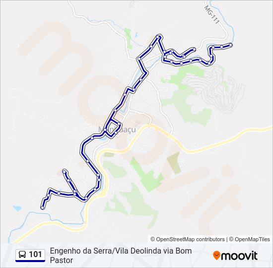 Mapa da linha 101 de ônibus
