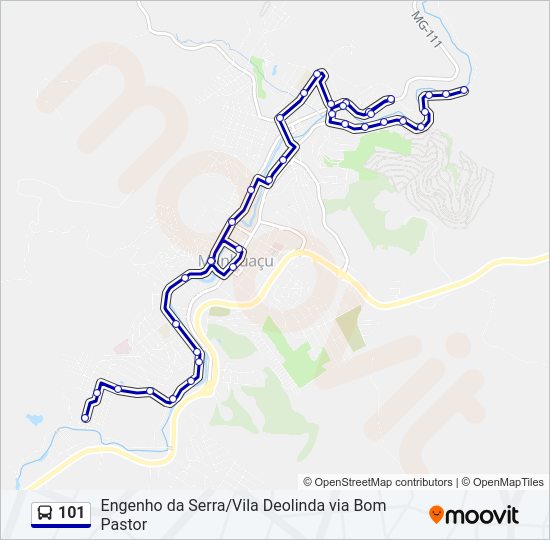 Mapa da linha 101 de ônibus