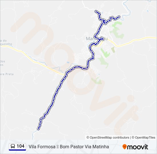 Mapa da linha 104 de ônibus