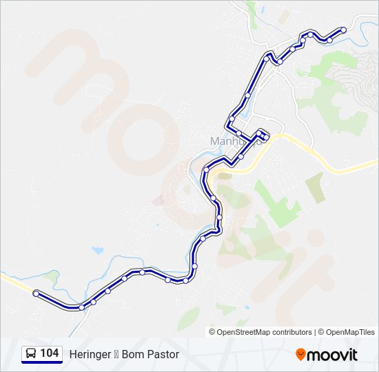 Mapa da linha 104 de ônibus