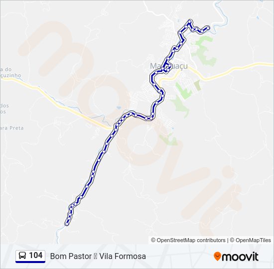 Mapa da linha 104 de ônibus