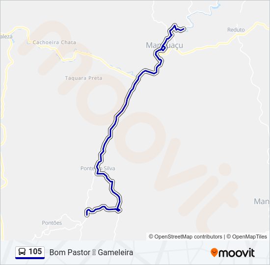 Mapa da linha 105 de ônibus