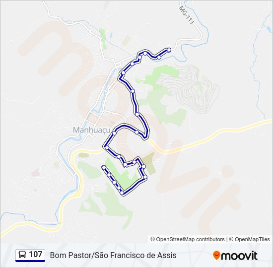 Mapa da linha 107 de ônibus