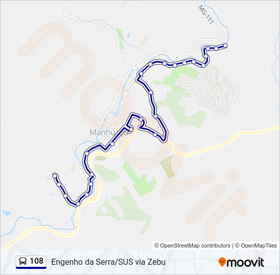 Mapa da linha 108 de ônibus