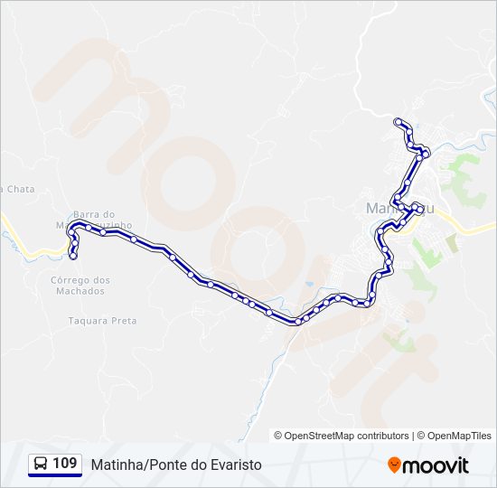 Mapa da linha 109 de ônibus