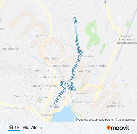 Plan de la ligne 16 de bus