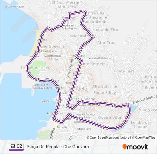 Plan de la ligne C2 de bus