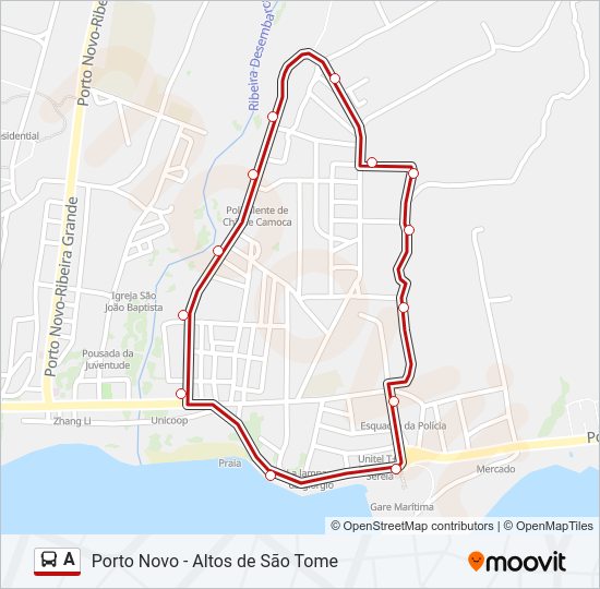 Mapa da linha do autocarro A.