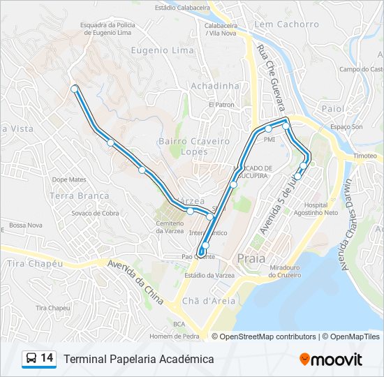 Plan de la ligne 14 de bus