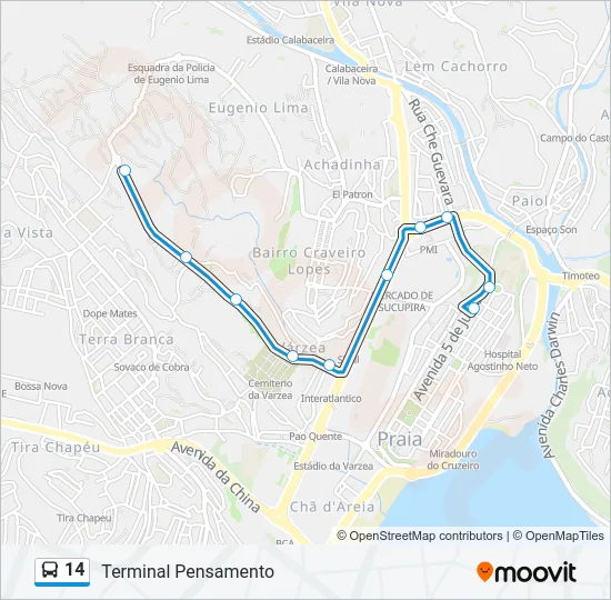 14 Bus Line Map