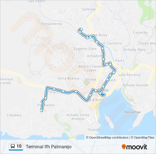 Plan de la ligne 10 de bus