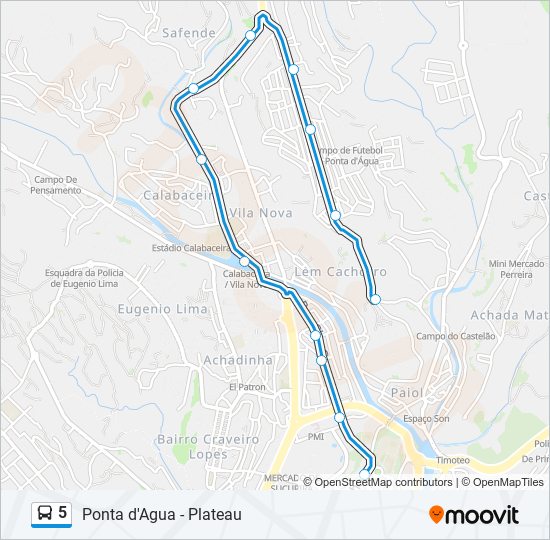 Plan de la ligne 5 de bus