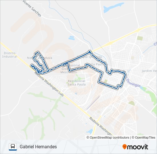 Mapa da linha GABRIEL HERNANDES de ônibus