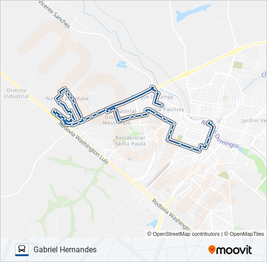 Mapa da linha GABRIEL HERNANDES de ônibus