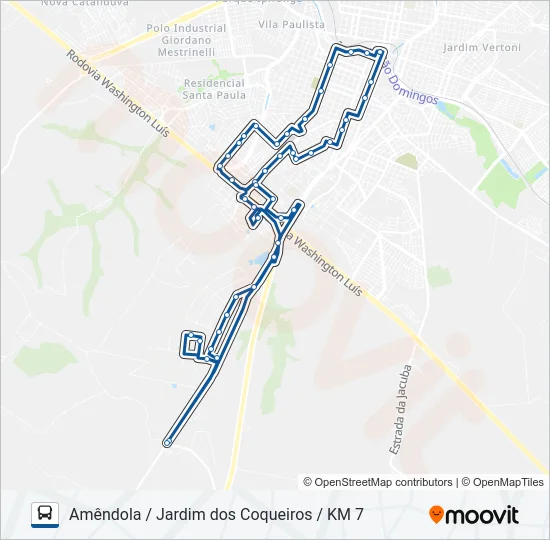 AMÊNDOLA / JARDIM DOS COQUEIROS / KM 7 Bus Line Map