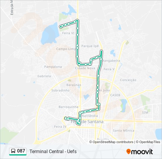 Mapa da linha 087 de ônibus