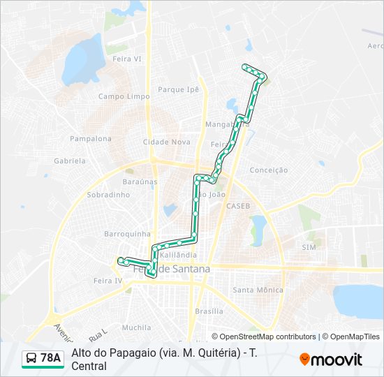 Mapa da linha 78A de ônibus