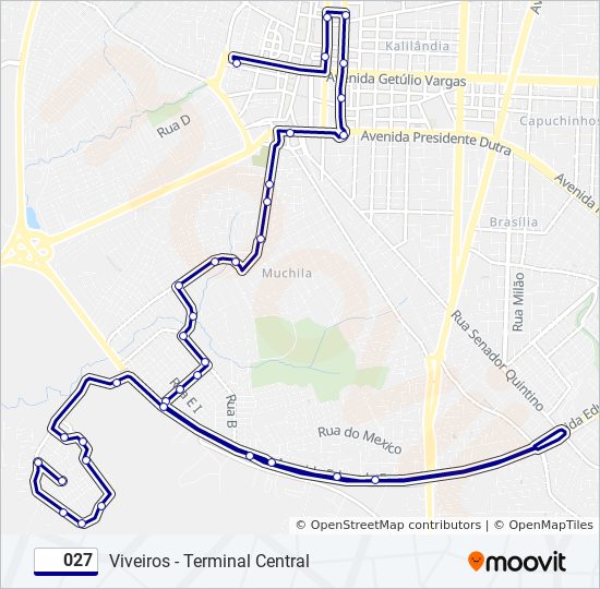 Mapa da linha 027 de ônibus