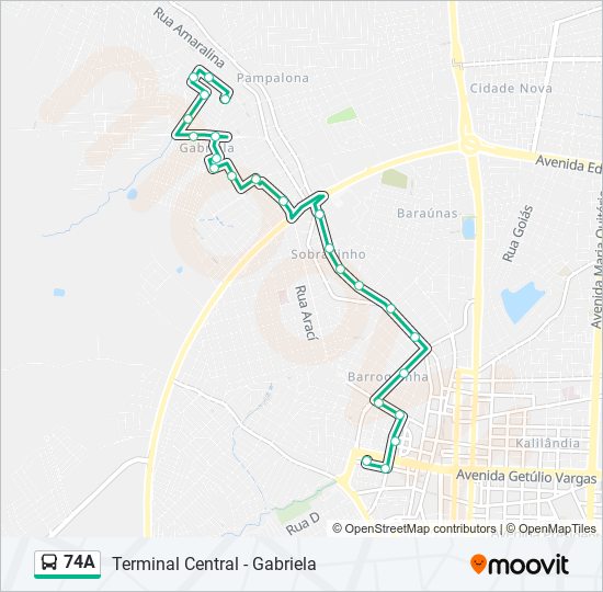 74A bus Line Map