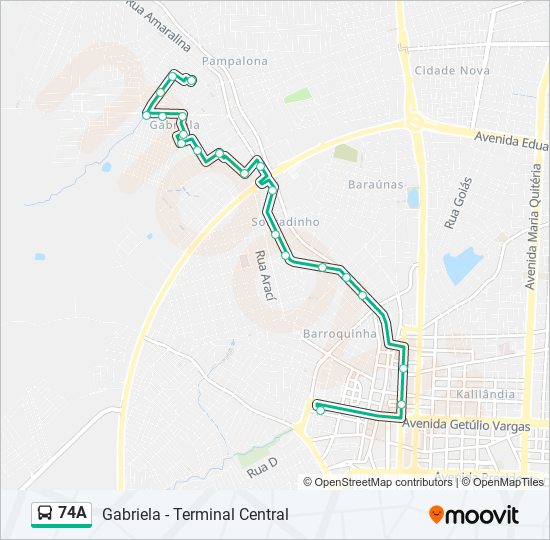 74A bus Line Map