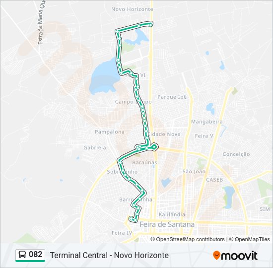 Mapa da linha 082 de ônibus