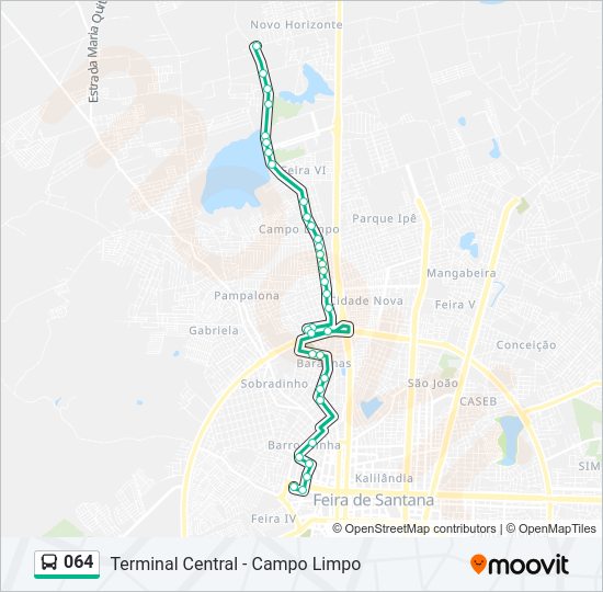 Mapa da linha 064 de ônibus