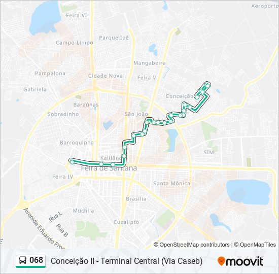 Mapa da linha 068 de ônibus