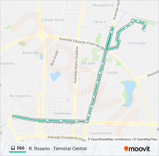 Mapa da linha 066 de ônibus