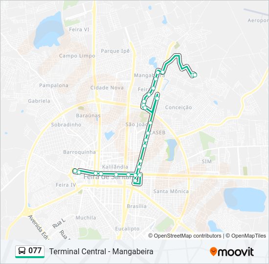 Mapa da linha 077 de ônibus