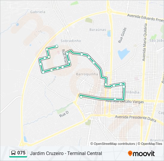Mapa da linha 075 de ônibus