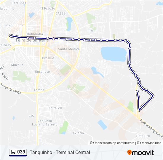 Mapa da linha 039 de ônibus