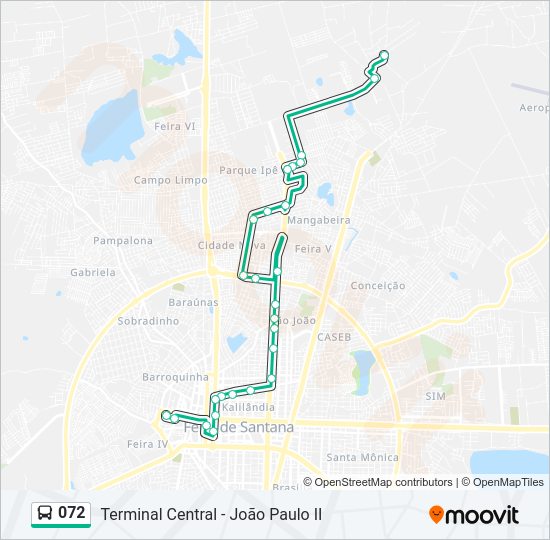 Mapa da linha 072 de ônibus