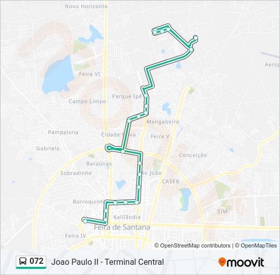 Mapa da linha 072 de ônibus