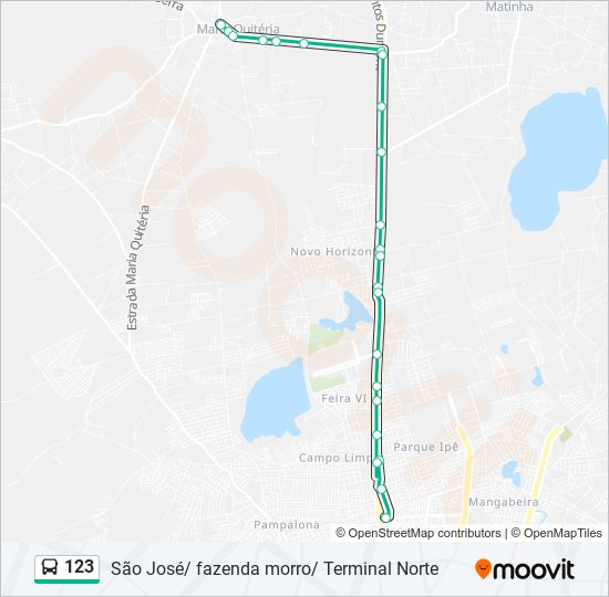 Mapa da linha 123 de ônibus