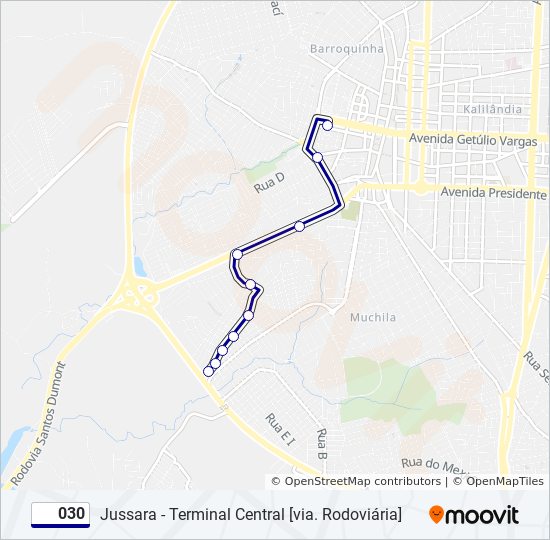 Mapa da linha 030 de ônibus